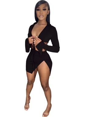 Black Two-Piece Cutout Mini Set